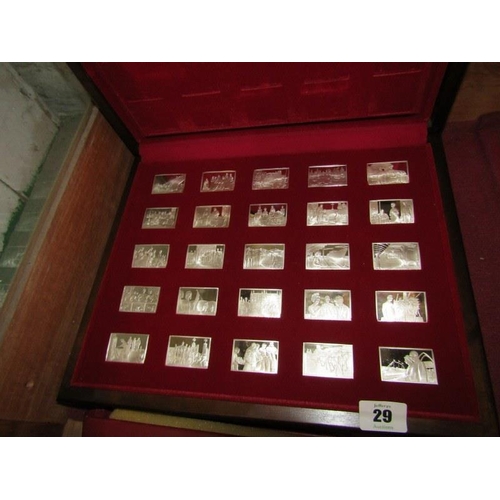 29 - CASED SILVER INGOTS, set of 25 limited edition silver proof ingots 