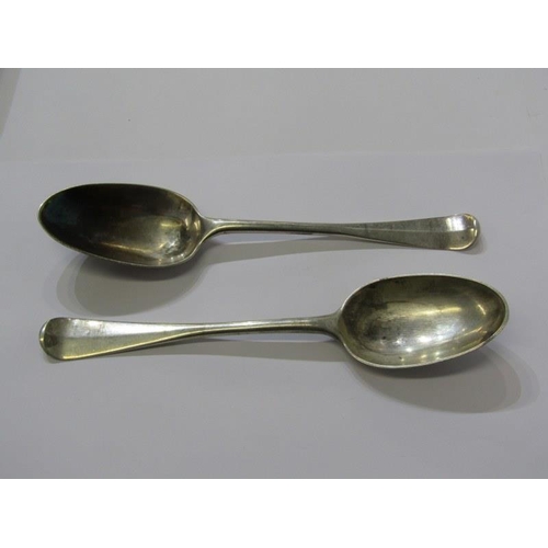 51 - MID 18TH CENTURY SCOTTISH SILVER, pair of silver table spoons, Edinburgh 1758, maker AG with clear a... 