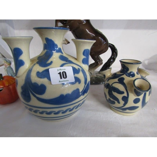 10 - BESWICK HORSE, Welsh Cob, first version; also 2 Devon pottery flower holders, Edwardian condiment an... 