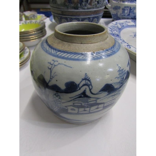 26 - ORIENTAL CERAMICS, Chinese stoneware underglaze blue ginger jar, decorated with riverscape
