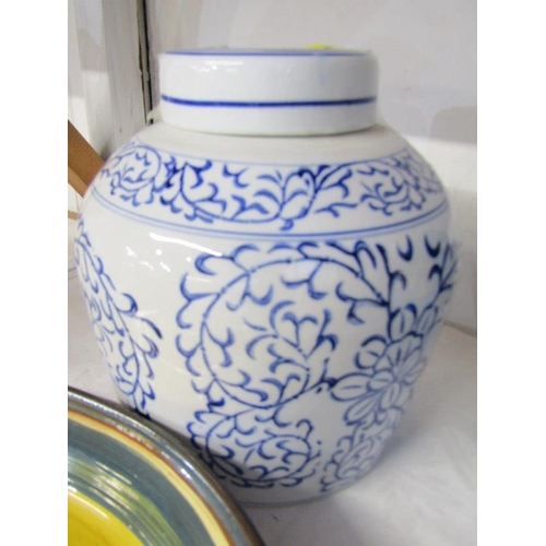 3 - ORIENTAL CERAMICS, modern lidded ginger jar, 6 Chinese serving bowls, Persian design fish jar and st... 