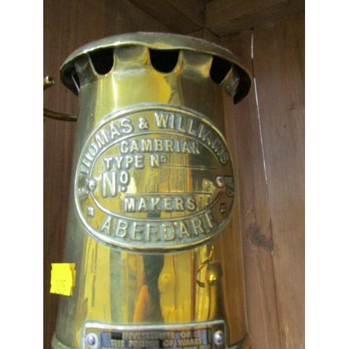 33 - MINER'S SAFETY LAMPS, Thomas & Williams Cambrian 25cm lamp, together with similar 17cm lamp