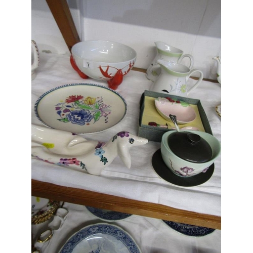 7 - RETRO, Carlton lobster bowl, magnolia design sauce tureen, Poole floral dish and other retro items