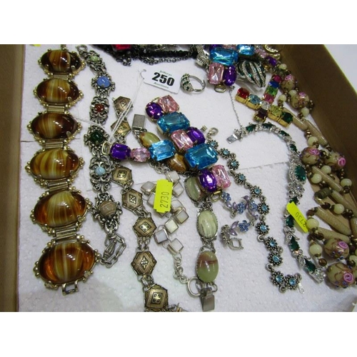 261 - STONESET COSTUME JEWELLERY, collection of stoneset bracelets, also necklaces, rings, etc