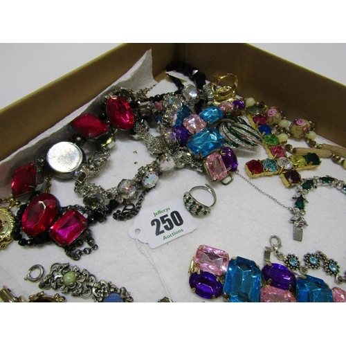 261 - STONESET COSTUME JEWELLERY, collection of stoneset bracelets, also necklaces, rings, etc