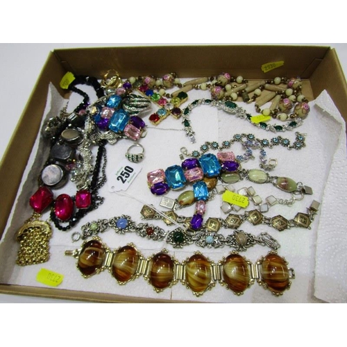 261 - STONESET COSTUME JEWELLERY, collection of stoneset bracelets, also necklaces, rings, etc