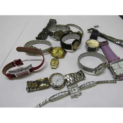 266 - DRESS WATCHES, 12 assorted lady's and gents wrist watches, including Corvair, retro wrist watch, a D... 