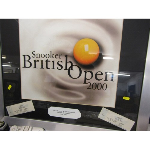 432 - SNOOKER, Peter Ebdon signed British Open Snooker 2000 display, together with results sheet and 1 sim... 