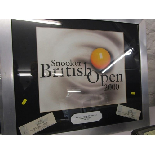 432 - SNOOKER, Peter Ebdon signed British Open Snooker 2000 display, together with results sheet and 1 sim... 