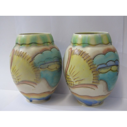 1 - CARLTON WARE, pair of Carlton ware art pottery floral decorated vases, 19cm height