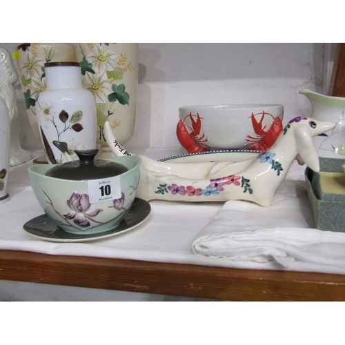 10 - RETRO POTTERY, Carlton ware lidded conserve on stand, boxed Carlton ware jam dish and spoon, Carlton... 