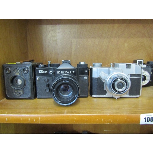 100 - VINTAGE CAMERAS, 16 assorted vintage cameras including Zenit XP, Korolls CMF camera, Zeiss Ikon Ikon... 