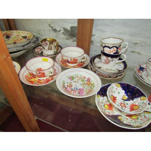 121 - ANTIQUE TEAWARE, collection of mainly Victorian teaware including Swansea style cup and saucer, Cope... 