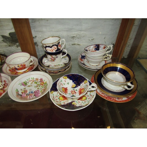 121 - ANTIQUE TEAWARE, collection of mainly Victorian teaware including Swansea style cup and saucer, Cope... 