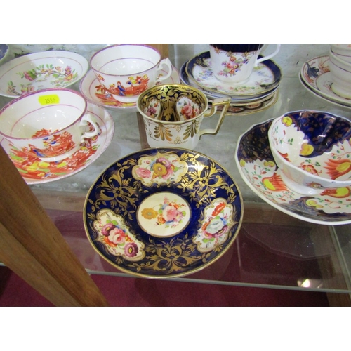 121 - ANTIQUE TEAWARE, collection of mainly Victorian teaware including Swansea style cup and saucer, Cope... 