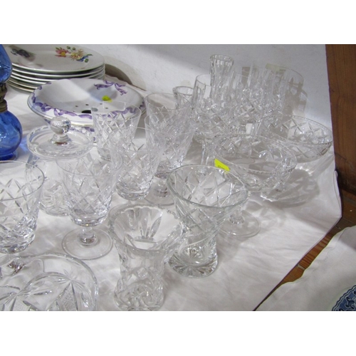 15 - CUT GLASS, assorted collection of sherries, wines, champagnes and other glassware, also miniature gl... 