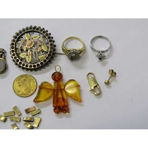 168 - SWIVEL FOBS & COSTUME JEWELLERY, vintage oriental yellow metal swivel fob, together with 1 other twi... 