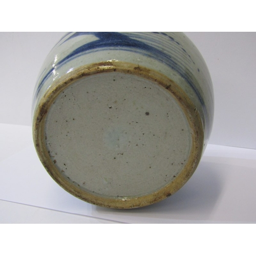 17 - ORIENTAL CERAMICS, Chinese stoneware underglaze blue ginger jar, decorated with riverscape