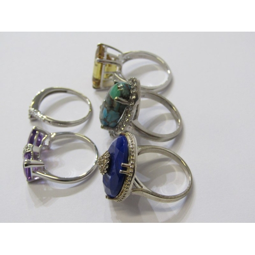 176 - 5 SILVER RINGS, 5 various stone set rings, assorted sizes