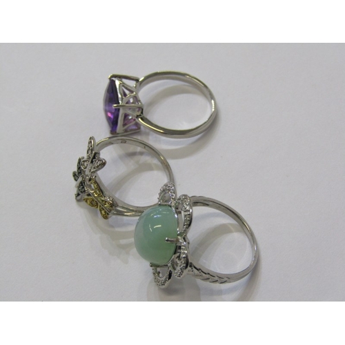 185 - 5 SILVER RINGS, 5 assorted stone set rings, various sizes