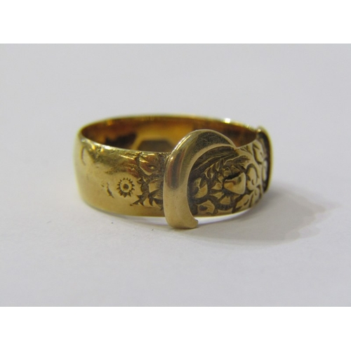 186 - BUCKLE RING, 18ct yellow gold buckle ring, size J/K