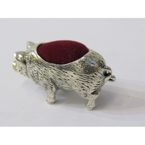 201 - NOVELTY PIN CUSHION, in the form of a pig, marked sterling