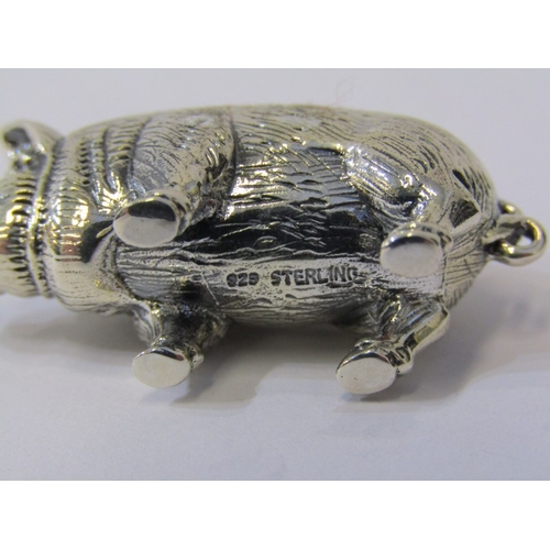 201 - NOVELTY PIN CUSHION, in the form of a pig, marked sterling