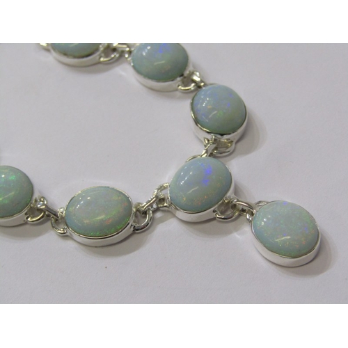 207 - OPAL NECKLACE, a silver & opal necklace, 18