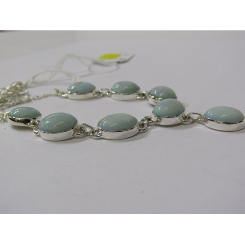 207 - OPAL NECKLACE, a silver & opal necklace, 18