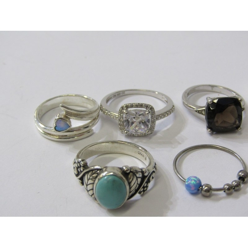 218 - SILVER RINGS, 7 assorted silver stone set rings, various sizes