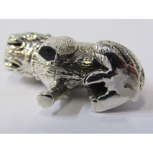 219 - NOVELTY PIN CUSHION, in the form of a seated bull dog with glass eyes