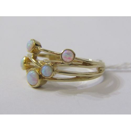 226 - OPAL CLUSTER RING, 9ct yellow gold ring set with organic cluster of opals, size P