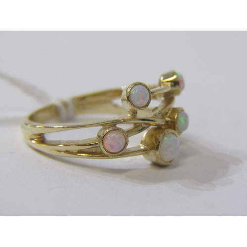 226 - OPAL CLUSTER RING, 9ct yellow gold ring set with organic cluster of opals, size P