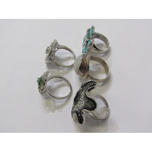 234 - 5 SILVER RINGS, 5 assorted stone set silver rings, various sizes