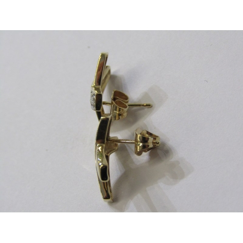 243 - DIAMOND EARRINGS, pair of 9ct gold earrings encrusted in diamonds of cross form