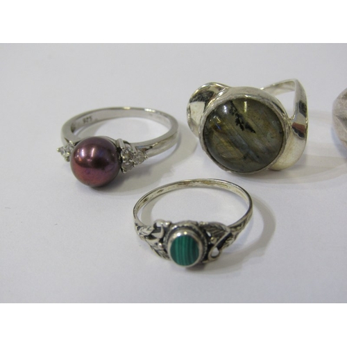 246 - 6 SILVER RINGS, some stone set, various sizes