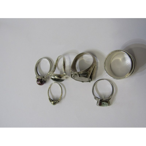 246 - 6 SILVER RINGS, some stone set, various sizes