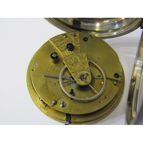 247 - SILVER CASED KEY WIND POCKET WATCH, London HM case, with enamel dial and secondary dial, with a 16