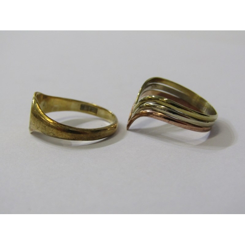 251 - 2 GOLD RINGS, vintage 9ct gold heart shaped signet ring, size M, also a modern 3 colour 9ct gold her... 