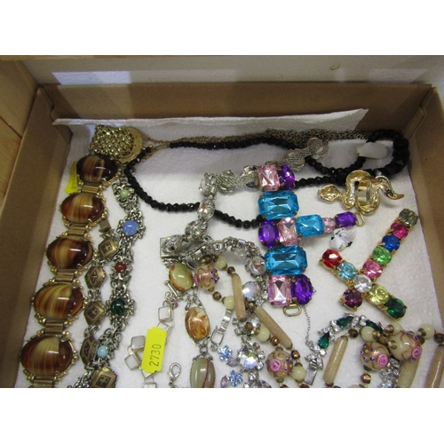 261 - STONESET COSTUME JEWELLERY, collection of stoneset bracelets, also necklaces, rings, etc