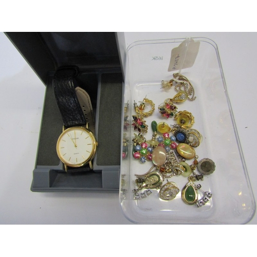 267 - EARRINGS, selection of silver and stoneset earrings, also a Pulsar quartz wrist watch in box