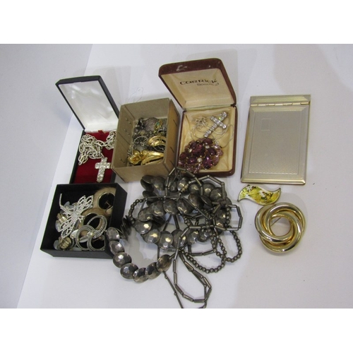 268 - COSTUME JEWELLERY, box containing assorted brooches, earrings, pendants, chains, etc