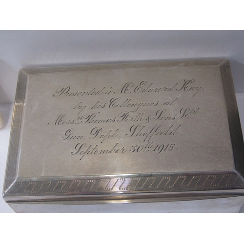 281 - VICTORIAN SILVER CARD CASE, plain body with monogram, together with Walker & Hall silver 2 section c... 