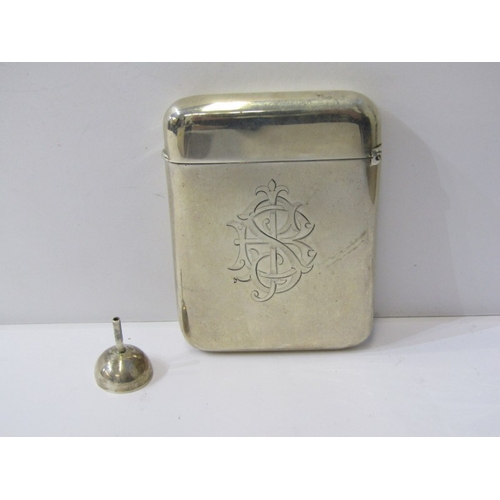 281 - VICTORIAN SILVER CARD CASE, plain body with monogram, together with Walker & Hall silver 2 section c... 