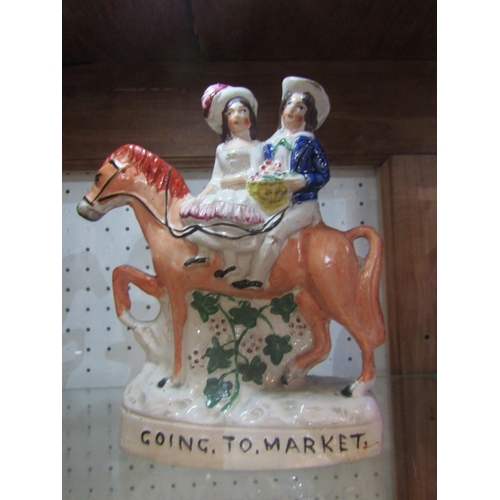 294 - 19th CENTURY STAFFORDSHIRE POTTERY, pair of equestrian figures 