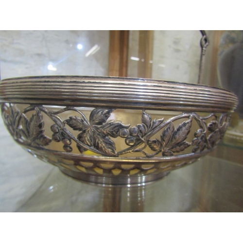 313 - WMF SILVER PLATED GLASS LINED BASKET decorated with berry and leaf design