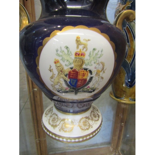 316 - COMMEMORATIVE, QEII limited edition gilt twin handled vase, 28cm height