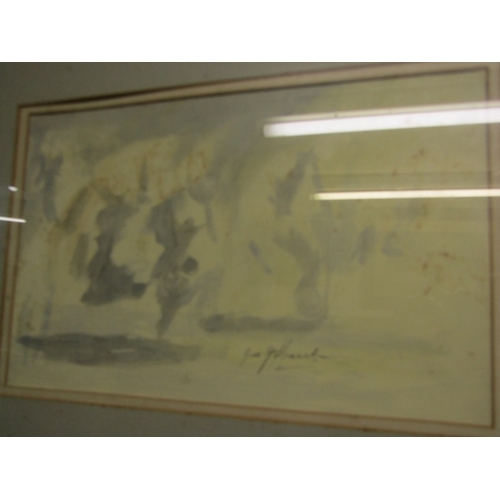 344 - JIM GILBERT (prison artist), signed water colour sketch 