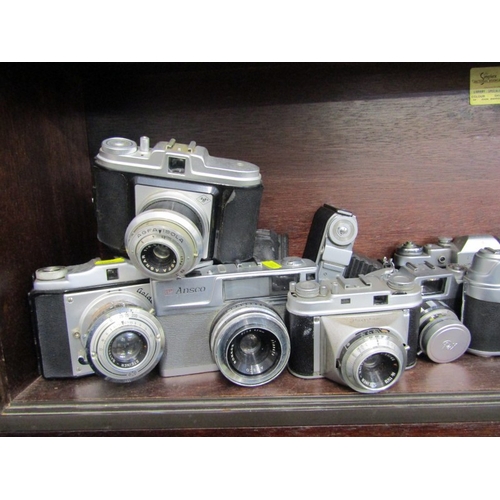 36 - VINTAGE CAMERAS, Ensign Full-view camera, an Agfa Synchro box, Zeiss Ikon Prontor 250LK, Zenit Konic... 