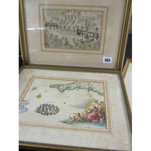 363 - LOUIS WAIN, framed colour print, Baxter print 